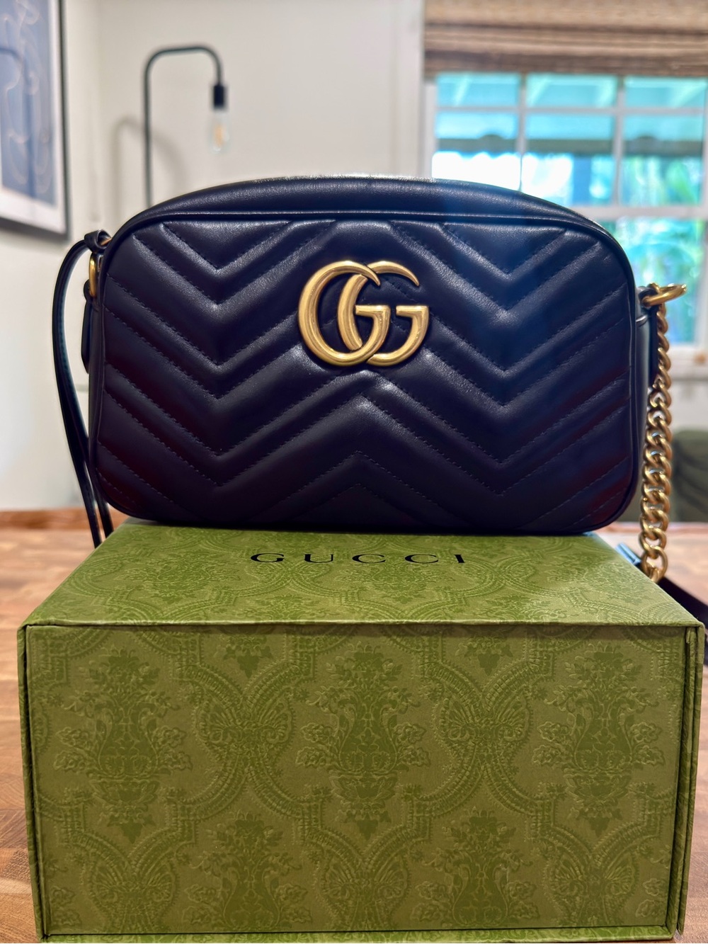 Gucci GG Marmont Small Camera Bag Black Leather Full Set Excellent Condition